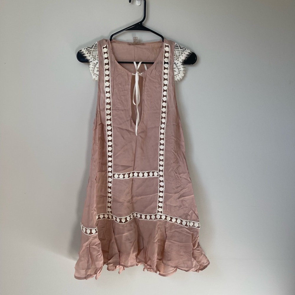 For Love and Lemons Sheer Pink Baby Doll Dress